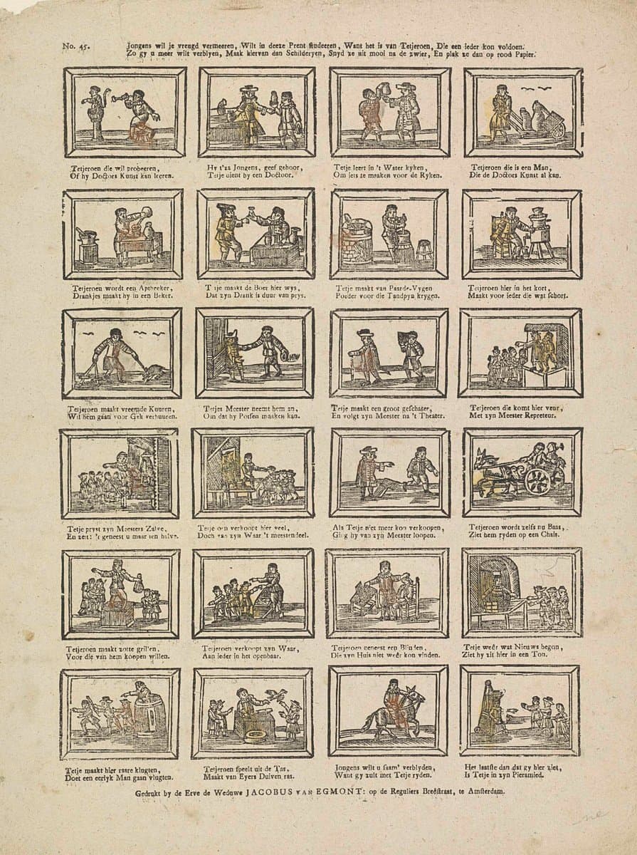 Jongens wil je vreugd vermeeren, Wilt in deeze prent studeeren, Want het is van tetjeroen, Die een ieder kon voldoen [(...)]